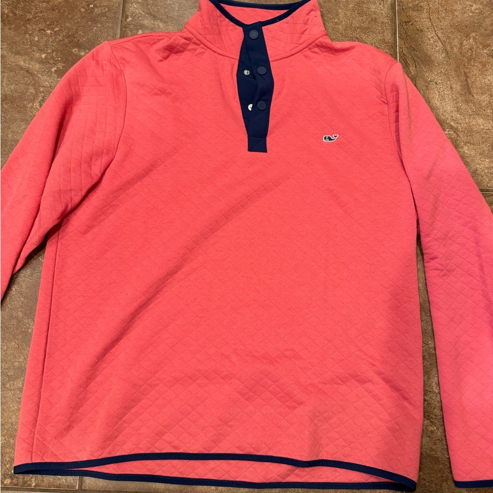 Nantucket Red Vineyard Vines Pullover with Navy Accent